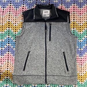 Sonoma Men's Vest Sweater Fleece Gray Black Large L Zip